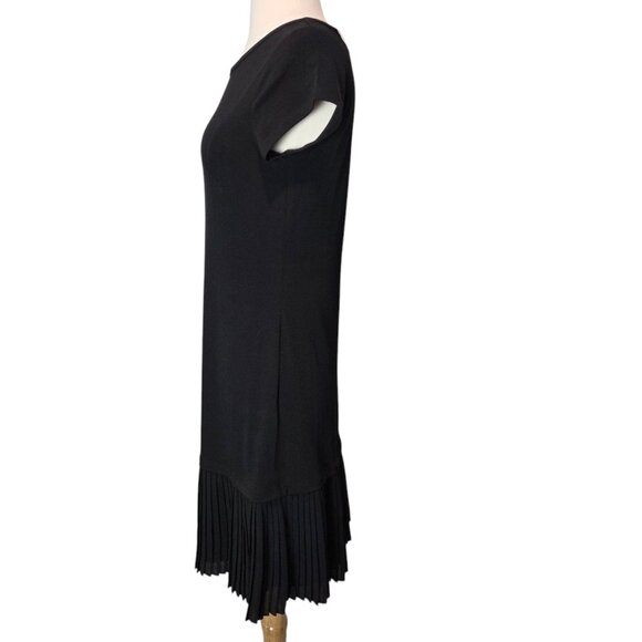 NWT Michael Michael Kors Pleat Hem Shift Dress Black Women's XS Stretch - Picture 5 of 9